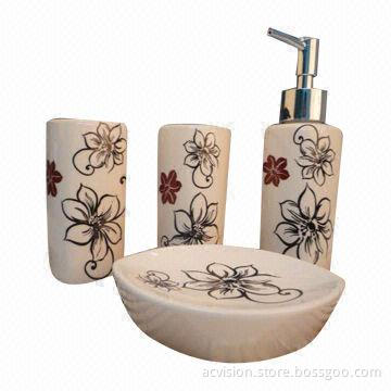 4-piece Decal Bathroom Accessory Set, Suitable for Hotels
